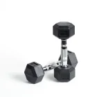 Gym Manufacturer Wholesale Black Gym Cross Fitness Rubber Hex Dumbbell Set In Stock