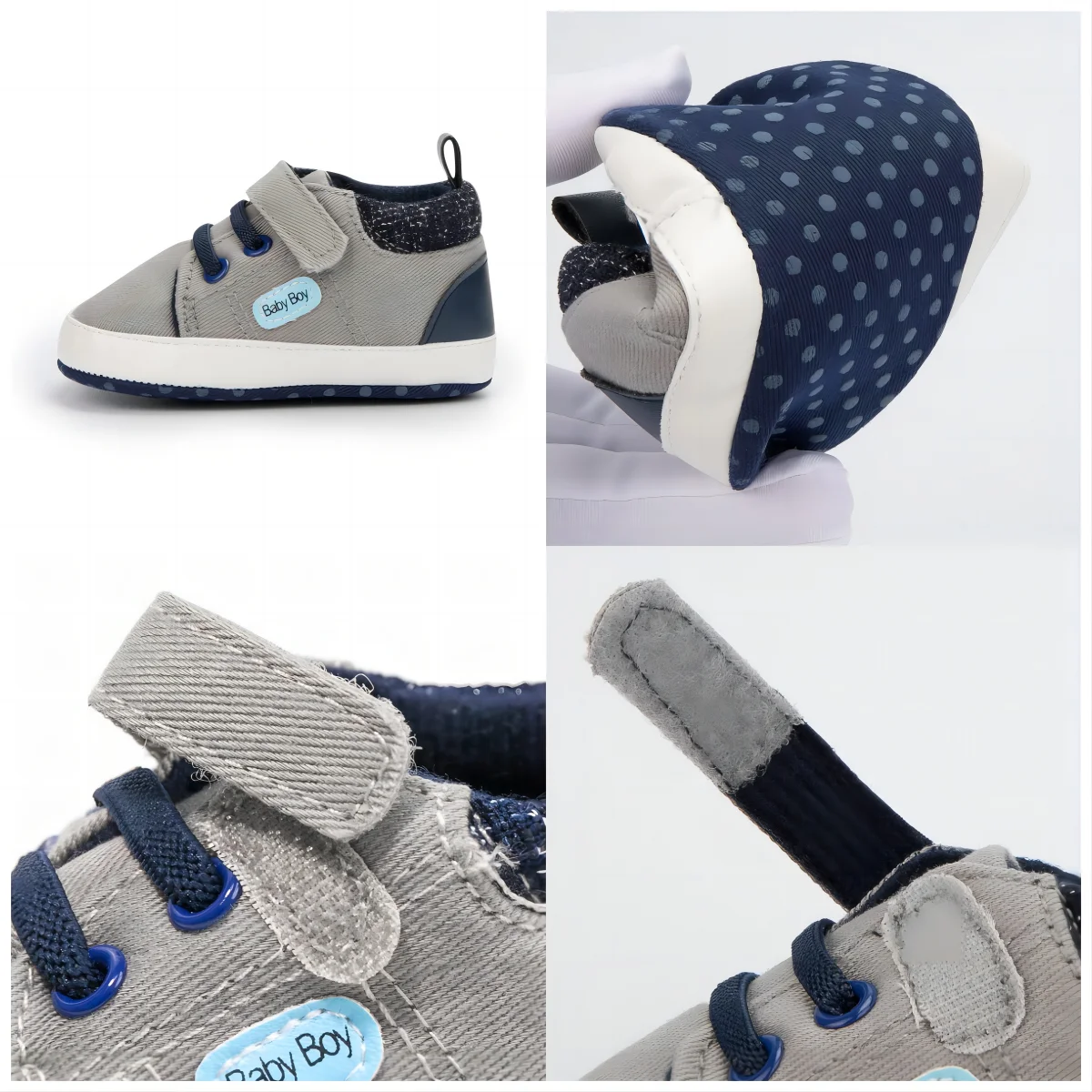 Hot Selling Newborn Cheap Cotton Soft Sole Breathable 0 18 Months Cool Baby Boy Sneakers Shoes Leather Upper Walking Shoes