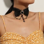 Black Necklace Diamond Vintage Black Lace Clothing Accessories Necklace Bow Diamond Choker Necklace