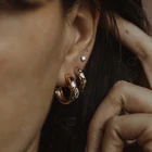 Hoop Earring Gemnel Wide Gold Plated Huggies 925 Silver Starburst CZ Hoop Earring