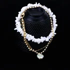 Bracelet Jewelry 2021 New Fashion 2Pcs/Set Irregular Natural Stone Pearl Gold Plated Beads Chain Bracelet Bangle Jewelry