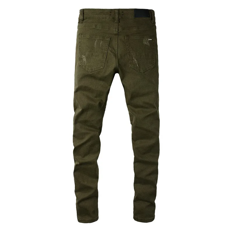 Pantalones Vaqueros Rasgados De Estilo Callejero Para Hombre,Jeans  Elásticos De Talla Grande,Color Verde Militar - Buy High Street Plus Tamaño  Pantalones Vaqueros De Los Hombres,Ejército Verde Arrancó Parche Jeans  Product on Alibaba.com