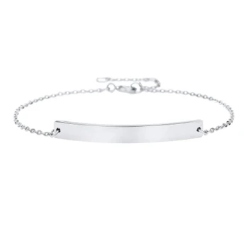 Thin Bar Bracelet Silver Color Blank Empty Polishing Quality Personalized Name Logo Women Bracelet Elegant