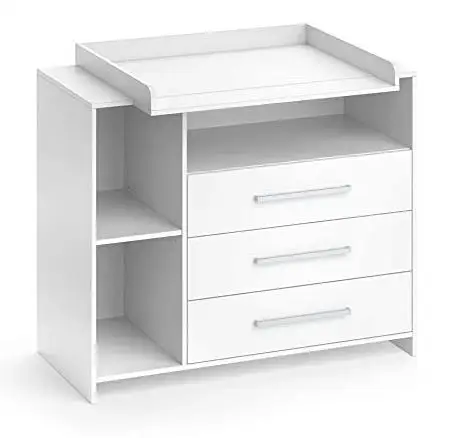 white wooden changing table
