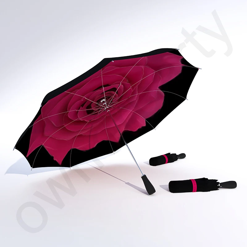 Wholesale Designed Folding Customized Windproof Flower High Quality  105Cm Waterproof Foldable Umbrella With Logo