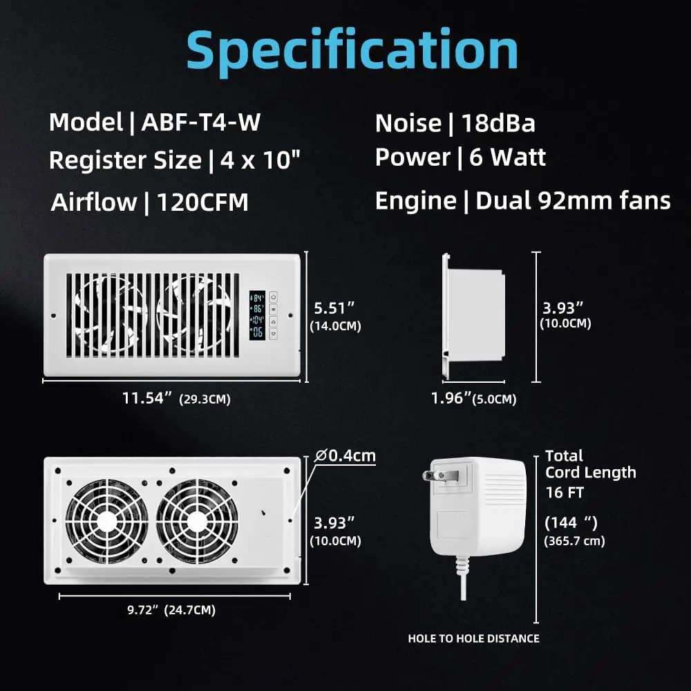 Smart Register Booster Fan, 10-Speed, Wall - detail 24