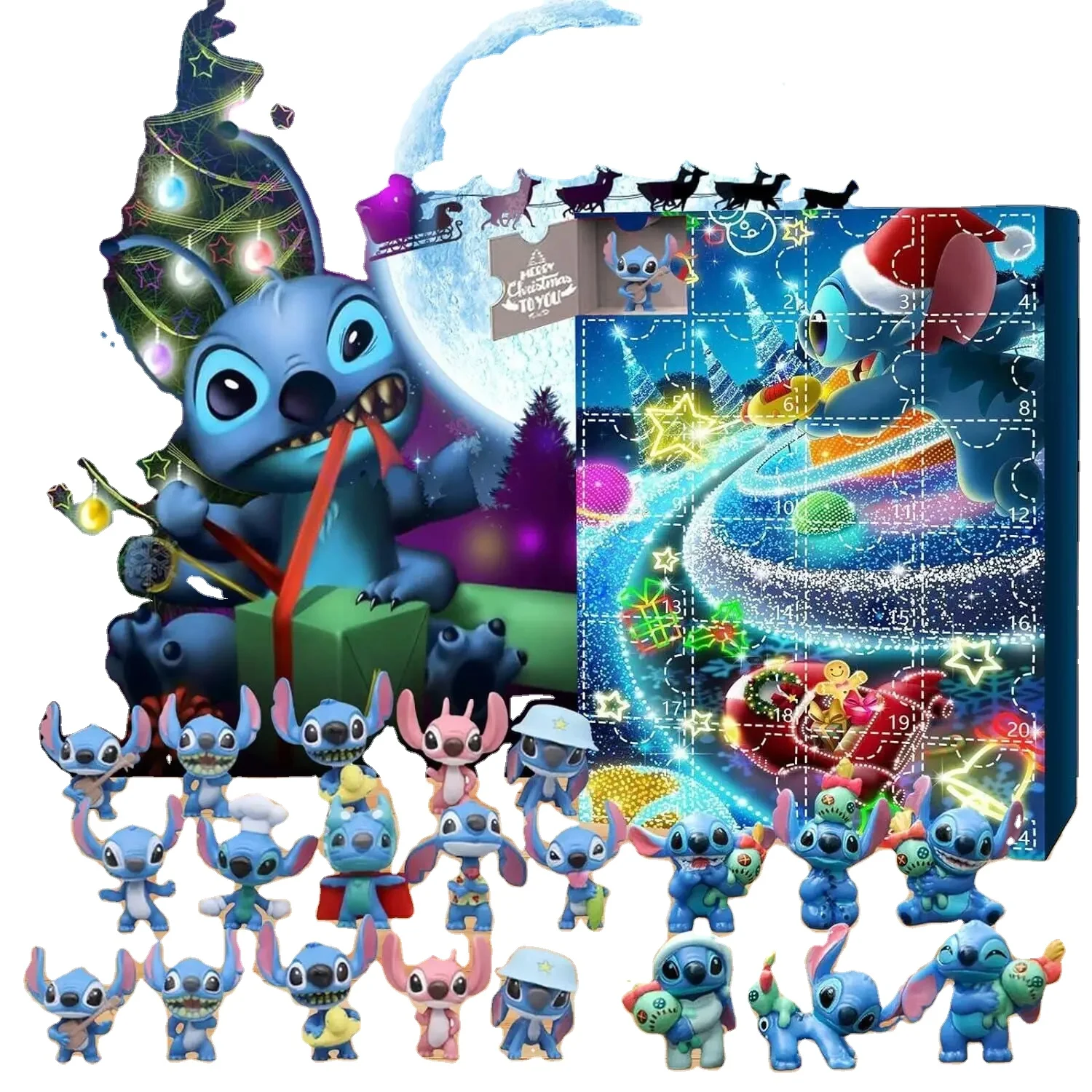 Christmas 24pcs Stitch Blind Box Toy Figures Anime PVC Doll Sets with Box Lilo & Stitch Blind Box Toys for Kids decoration