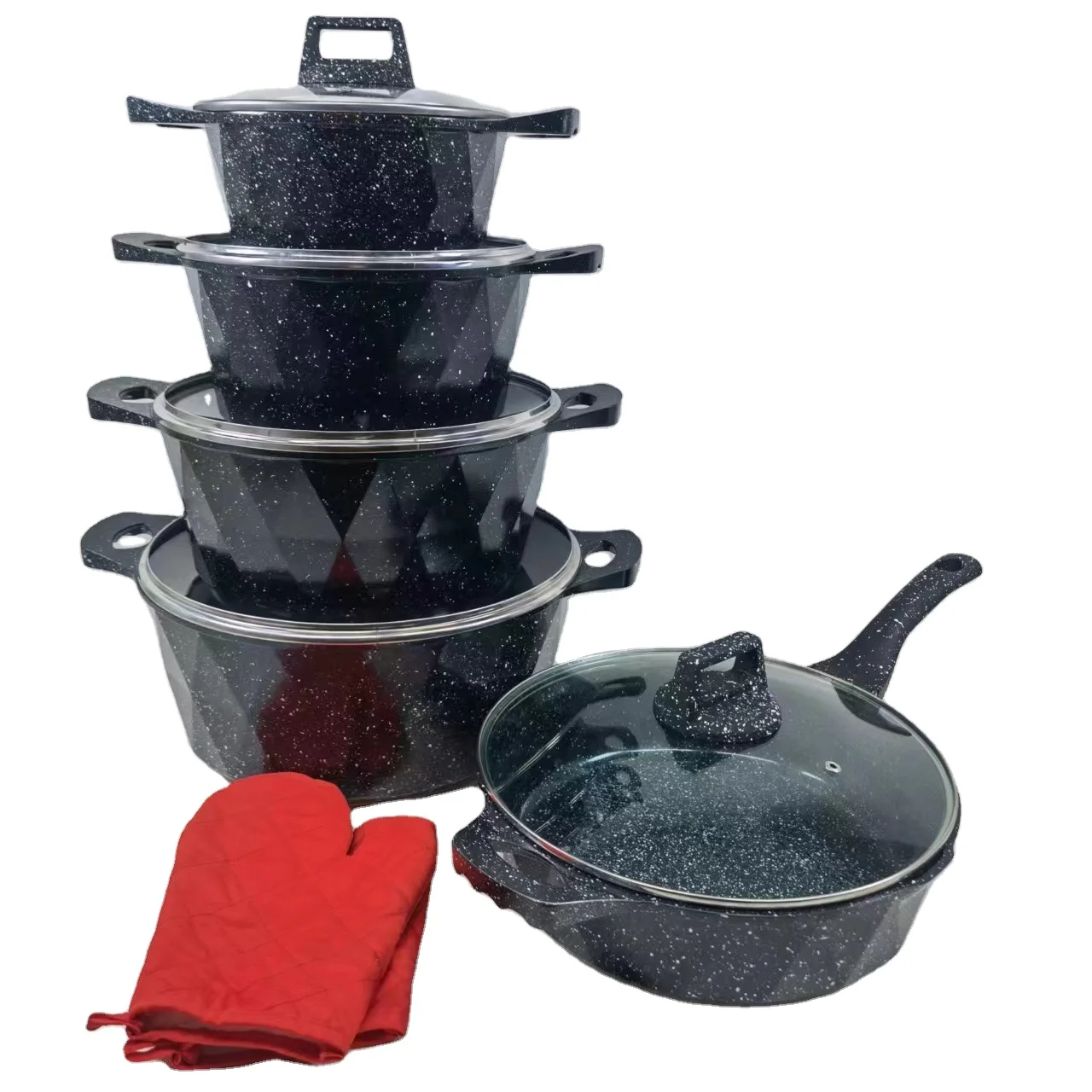 2pcs Cooking Non Stick 20/24/28/32cm Cookware Sets Frying Casserole kitchen pots and pans sets Cookware Sets Granite Aluminum