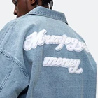 Embroider Jacket Jacket DiZNEW Custom Chenille Embroider Logo Patch Design Men's Cotton Twill Denim Wash Blue Jacket