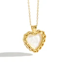 Jewelry Shell H-N516 Luxury Party Jewelry 925 Sterling Silver Heart Necklace With Shell Pearl