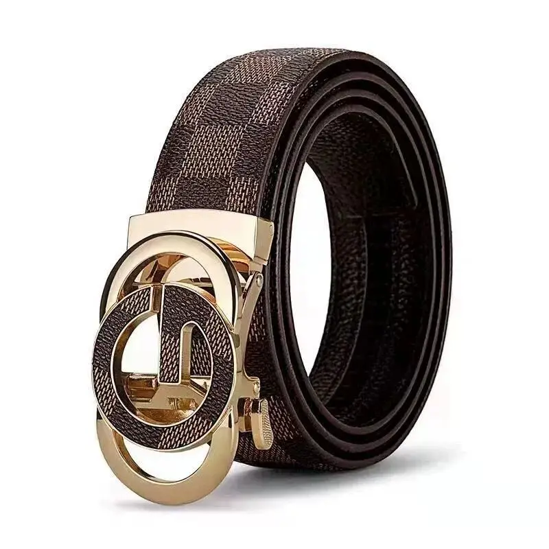Wanshui Men's genuine leather belt business automatic buckle cowhide belt simple fashion waistband brand designer belt