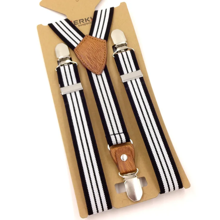 Unisex Children Suspenders 3 Clips  2.5cm wide Clip Straps Adjustable Elastic Back Braces Suspenders