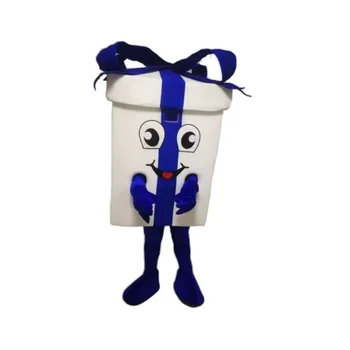 New Blue gift box mascot costume Cartoon Doll Costume gift box Adult Cosplay Clothing Cat Animal