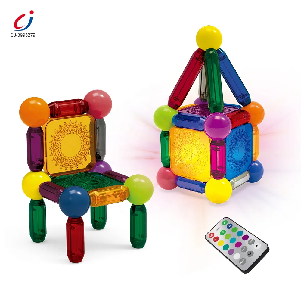 Chengji trend color window magnetic ball building sticks blocks toys educational magnetic toy set building block toy with light