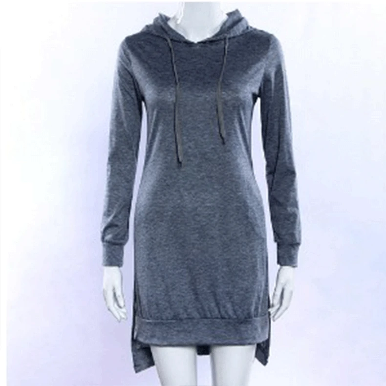 New Fashion Irregular Hooded Long Sleeve Dress Sweater Large Size Trendy Casual Split Skirt Manufacturer Wholesale