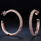 Hoops Party Accessories Pave Settting Luxury Jewelry Earrings Rose Gold Plated Hoops Wholesale Earrings Women Jewelry