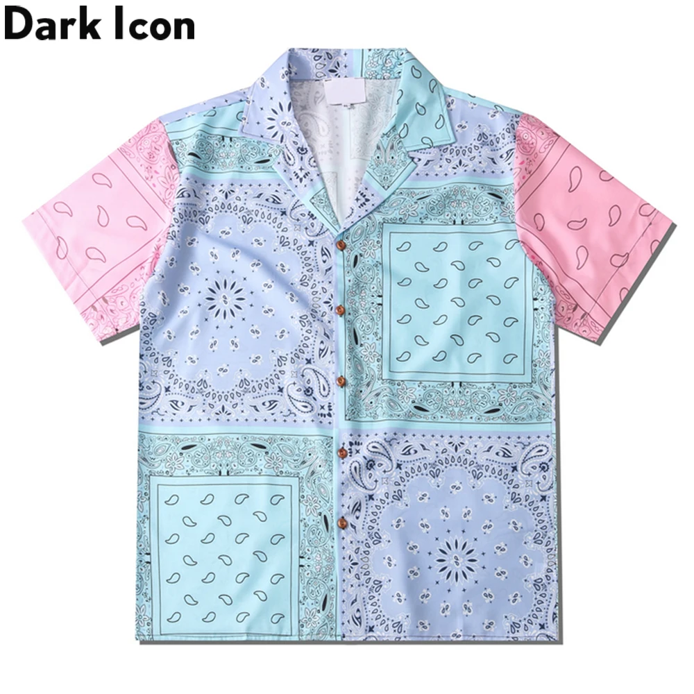 Bandana Patchwork Polo Shirt Men Color 
