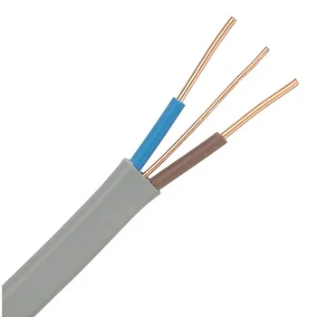 PVC insulated solid copper 1.0mm 1.5mm 2.5mm twin core +E flat twin electrical wire and earth cable