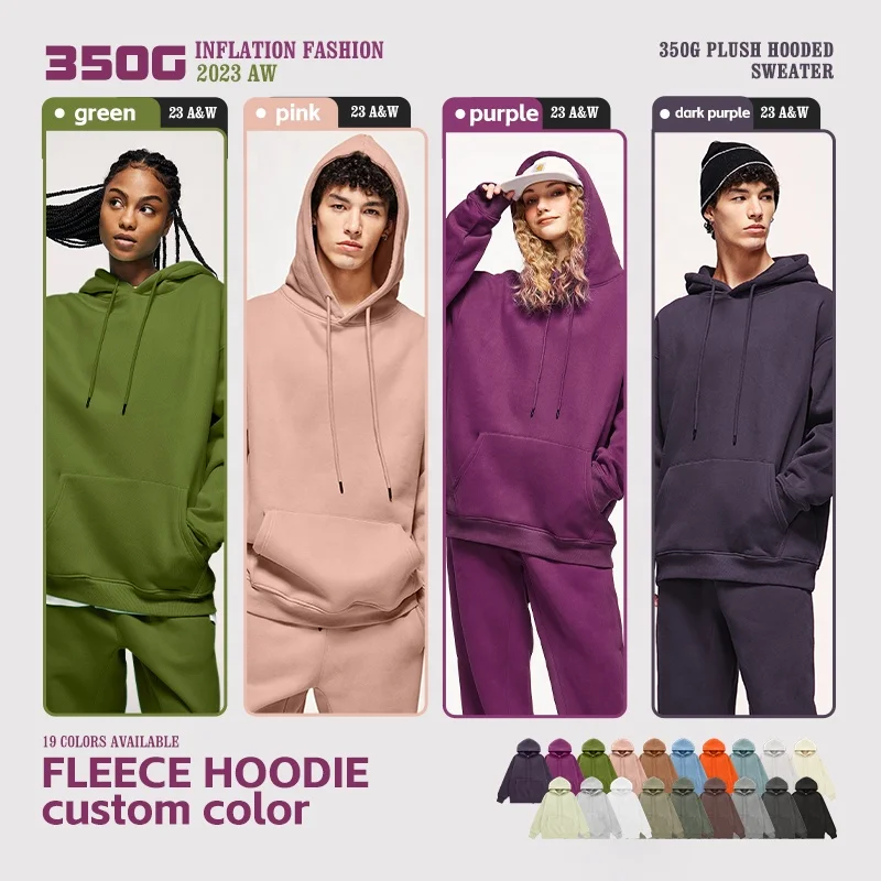 Customize 27 Colors 350GSM Sweatpants Jogger And Hoodie Set Heavyweight Fleece Tracksuits For Men Women