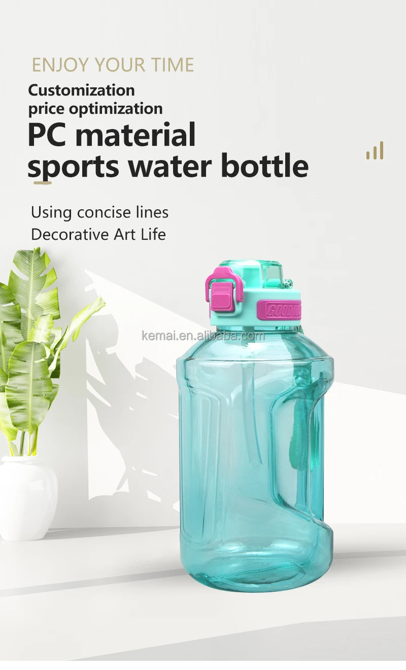 Customizable 1.65L PC Handle Straw Plastic Bottle PETG 2.2L Fitness Workout Sports Water Bottle factory