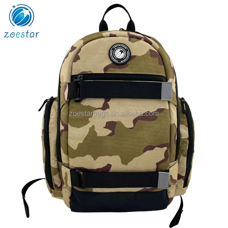 Camouflage Sports Backpack for Skating Long Board Carrying Laptop Bags Skateboard Storage Book Bag