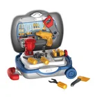 Toy 17PCS Plastic Workshop Bricolage Trolley Case Repair Shop Suitcase Tool Toy For Children