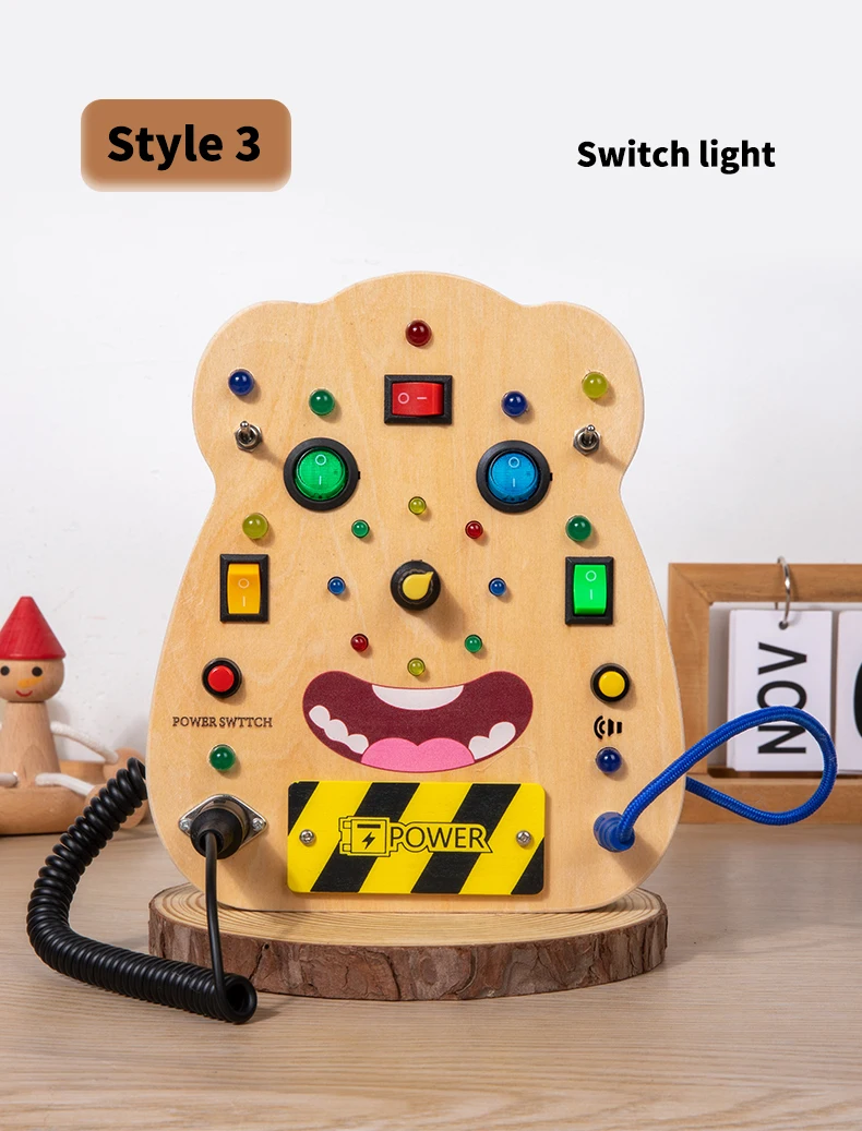 Jouets éducatifs pour enfants, lumière LED électronique, accessoires de planche sensorielle en bois pour bébés, jouets montessori pour tout-petits, usine