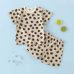Factory wholesale cotton fabrics summer children's short-sleeved suit new born baby girl clothes boys wear sets