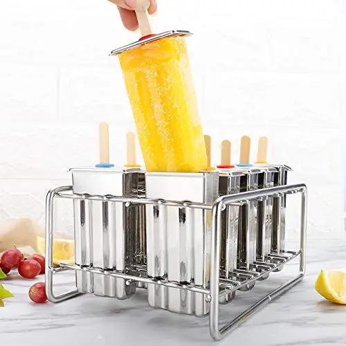 Metal Popsicle Mold Set of 6 Round Head Stainless Steel Ice Lolly Molds with Holder stainless steel popsicle mold