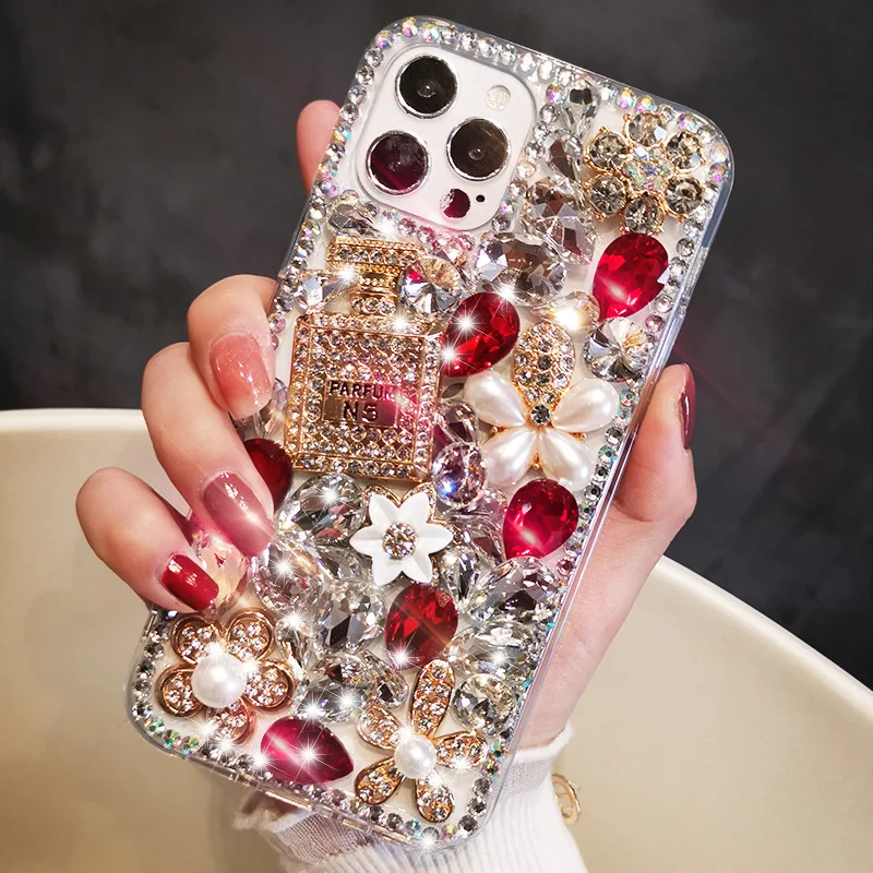 Luxury Rhinestone Bling Diamond Phone Cover Cases for iPhone 15 14 13 12 11 pro max 8 7 Plus Samsung S24 S23 A34 A54