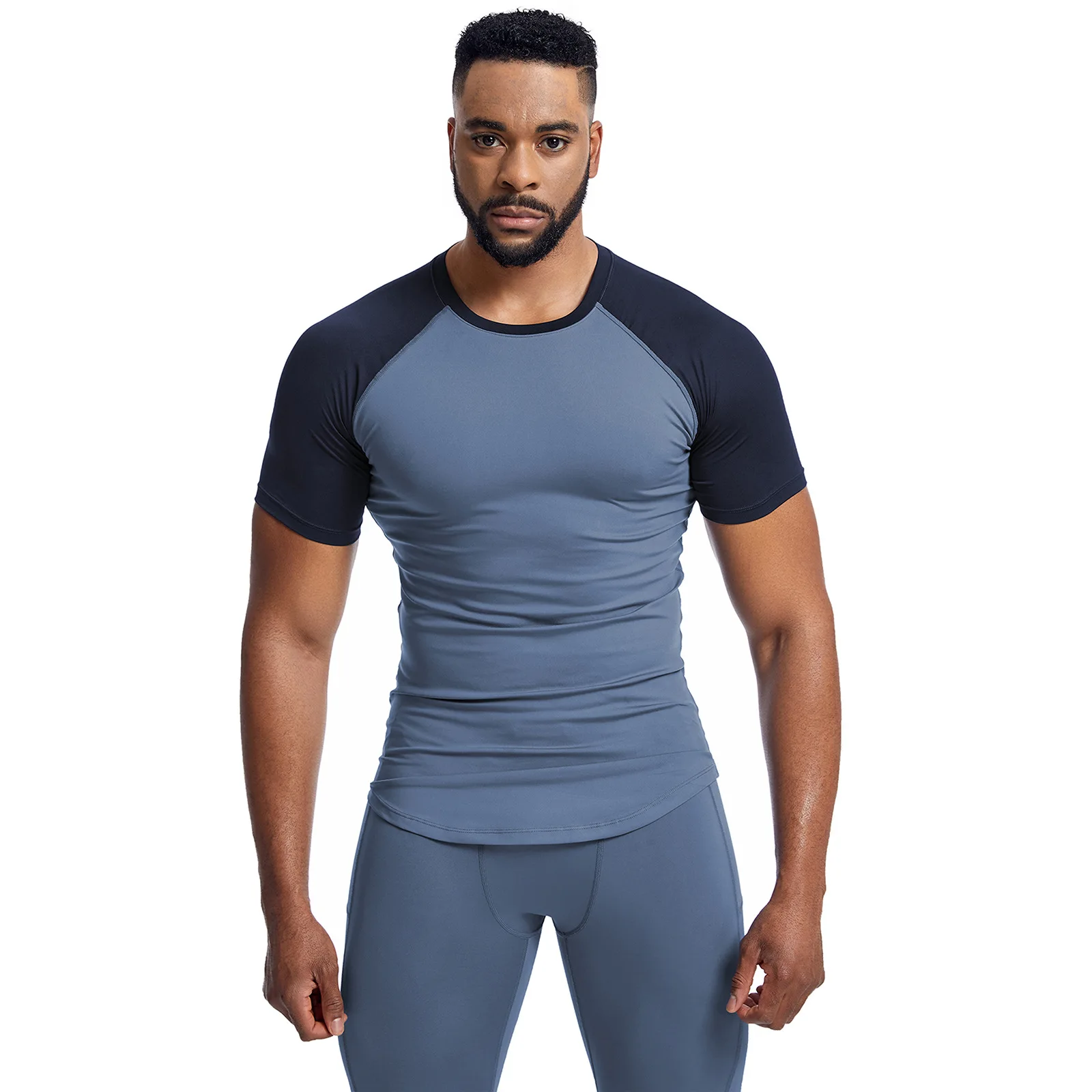 High Elastic Casual Breathable Men's T-shirts Quick Dry Sports Gym Fitness Bodysuit Sweat Basketball Running Training Yoga Wear