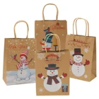 Shopping Bags Wholesale Brown Custom Twisted Handle Christmas Gift Food Packaging Kraft Paper Shopping Bags