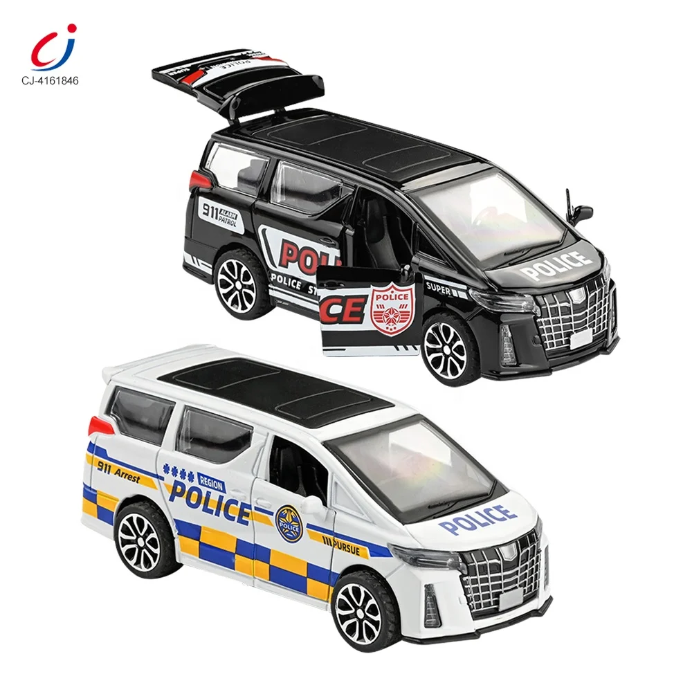 Chengji 1:32 simulation three door opening pull back metal diecast vehicle toy alloy police car model for kids
