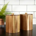 Wood Food Large Round Wood Canisters Food Container For Flour Sugar Coffee Tea