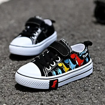 Cheap Fashion Kids Toddler Boys Girls Shoes Slip On Canvas Sneakers Baby Canvas Shoes Cartoon Adjustable Strap Causal Sneakers