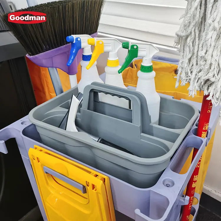 Plastic Tote Tool & Supply Cleaning Caddy Cleaning box 3-Compartment plastic tool organizer with Handle