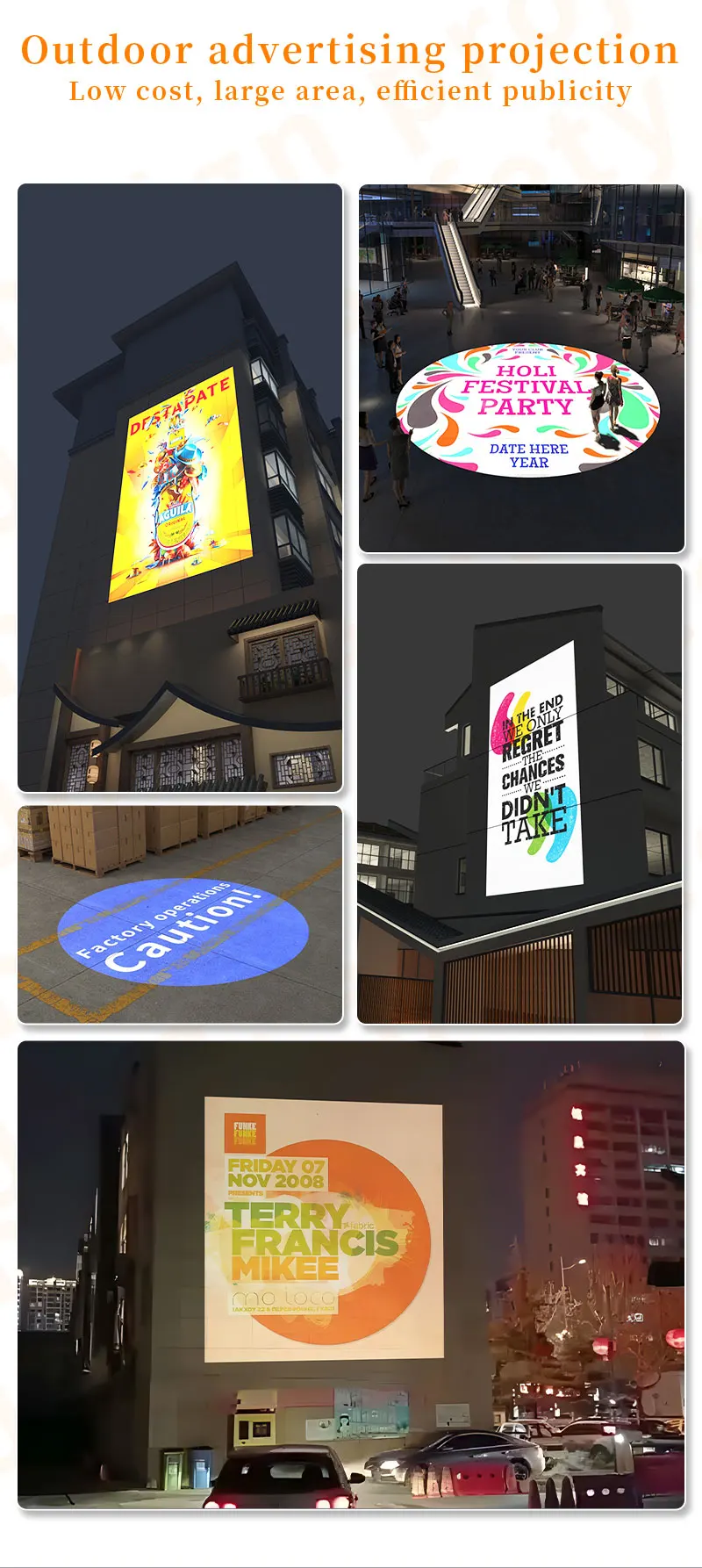 Logo Projector Free Custom Advertising Lights 100W150W Led Gobo Light Business Sign Wall Projection Lamp Outdoor Waterproof IP67