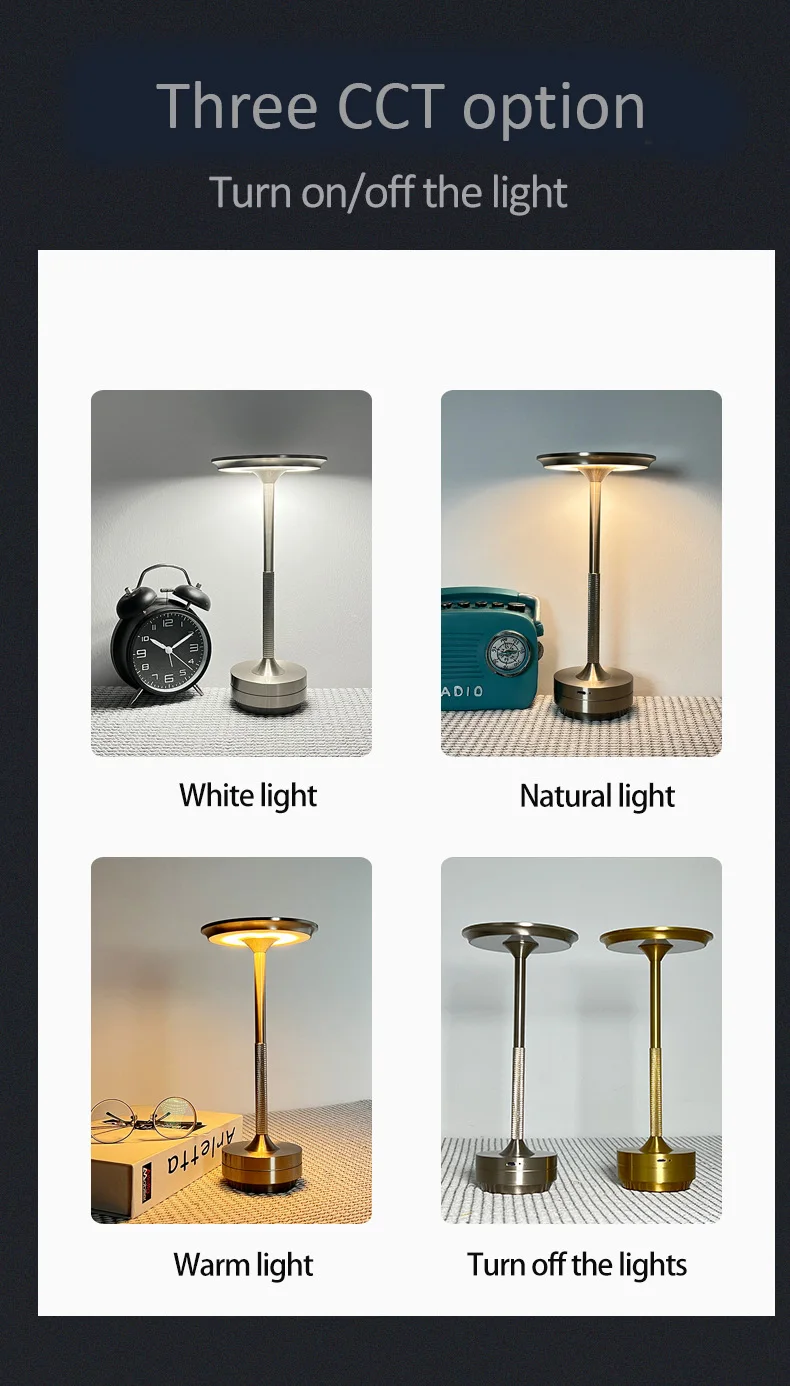 High Quality Aluminum Cordless Rechargeable Table Lamp Modern Restaurant Bar Dimmable Outdoor Desk Lamp