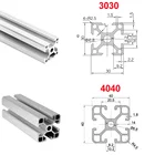 1pc 2020 2040 2080 20100 3030 4040 T-slot Aluminum Profile Extrusion 600mm 650mm 700mm 750mm 800mm For DIY 3D Printer CNC