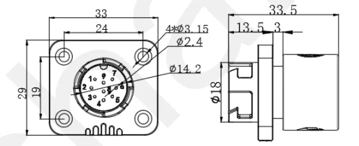 M19 Series Push-pull Self-locking Black Connection Industrial 9 Pin Female Male Plug Signal Connector