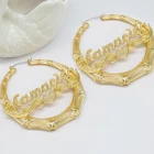 Bamboo Earrings Bamboo Earrings Hoops Custom 18k Gold Plated Personalised Name Bamboo Hoop Earrings Women
