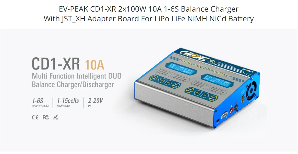 Aircraft model-CD1-XR dual-channel 100W lithium battery high-power intelligent balance charger details
