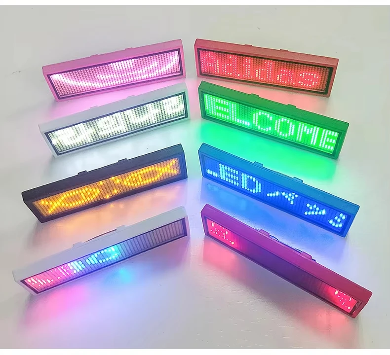 Factory Outlet LED Badge Tags Customizable LOGO  LED Name Badge Scrolling Message Mobile App Control Light up  Display LED Badge