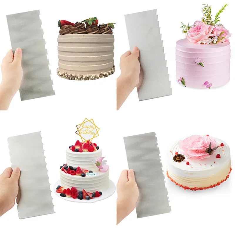 New designs 6pcs set Acrylic cream scraper comb plastic scraper fondant cake smoother shape decorative baking scraper