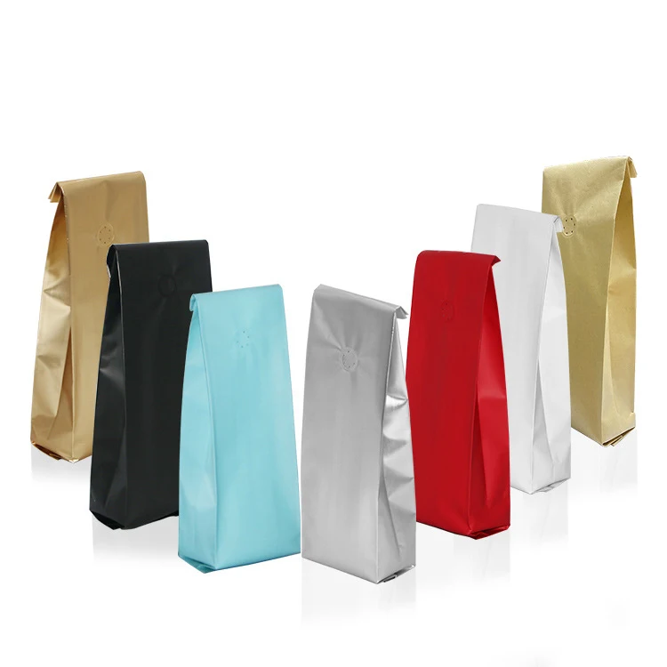 product custom design 250g 500g resealable aluminum foil coffee beans packaging side gusset bags with valve and tin tie-1