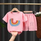 100% Kids 100% Organic Cotton Kids Shorts Summer Clothing Sets Cotton Pajama Baby Clothes