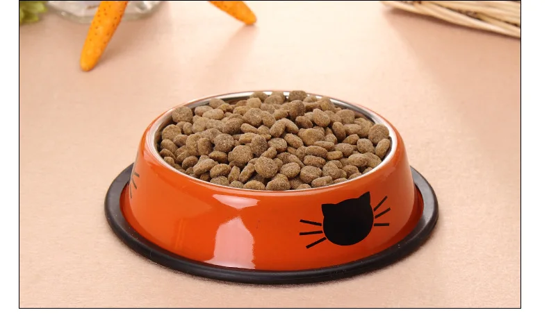 product single stainless steel anti slip silicone side pet food water feeding bowl with footprints printing-52