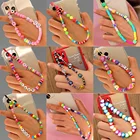 Phone Chain Beads Custom DIY Trendy Cute Colorful Fruit Beaded Cell Phone Charm Chain Strap For Women