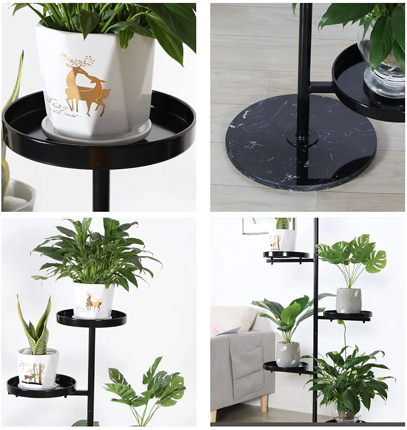 Metal Plant Stand Indoor Outdoor,5 Tier Multiple Flower Shelf Pot Holder Plant For Display Rack Living Room and Garden