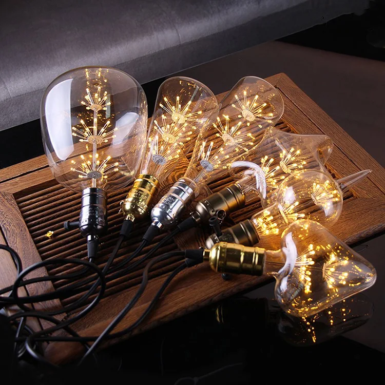 LED Edison Filament Light  Bulb Brown Golden G80 G95 G125 4W 6W 8W Warm White Dimmable E27 AC 220V Dimmer Restaurant Bedroom